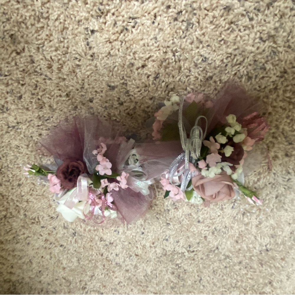 2 dusty rose corsages
